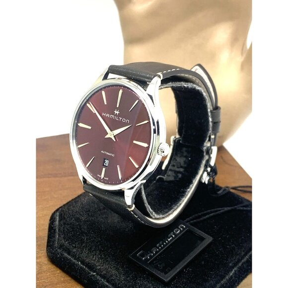 Hamilton Men's Watch H38525771 Thin Swiss Automatic Red Dial Leather Band 40mm - Picture 2 of 15